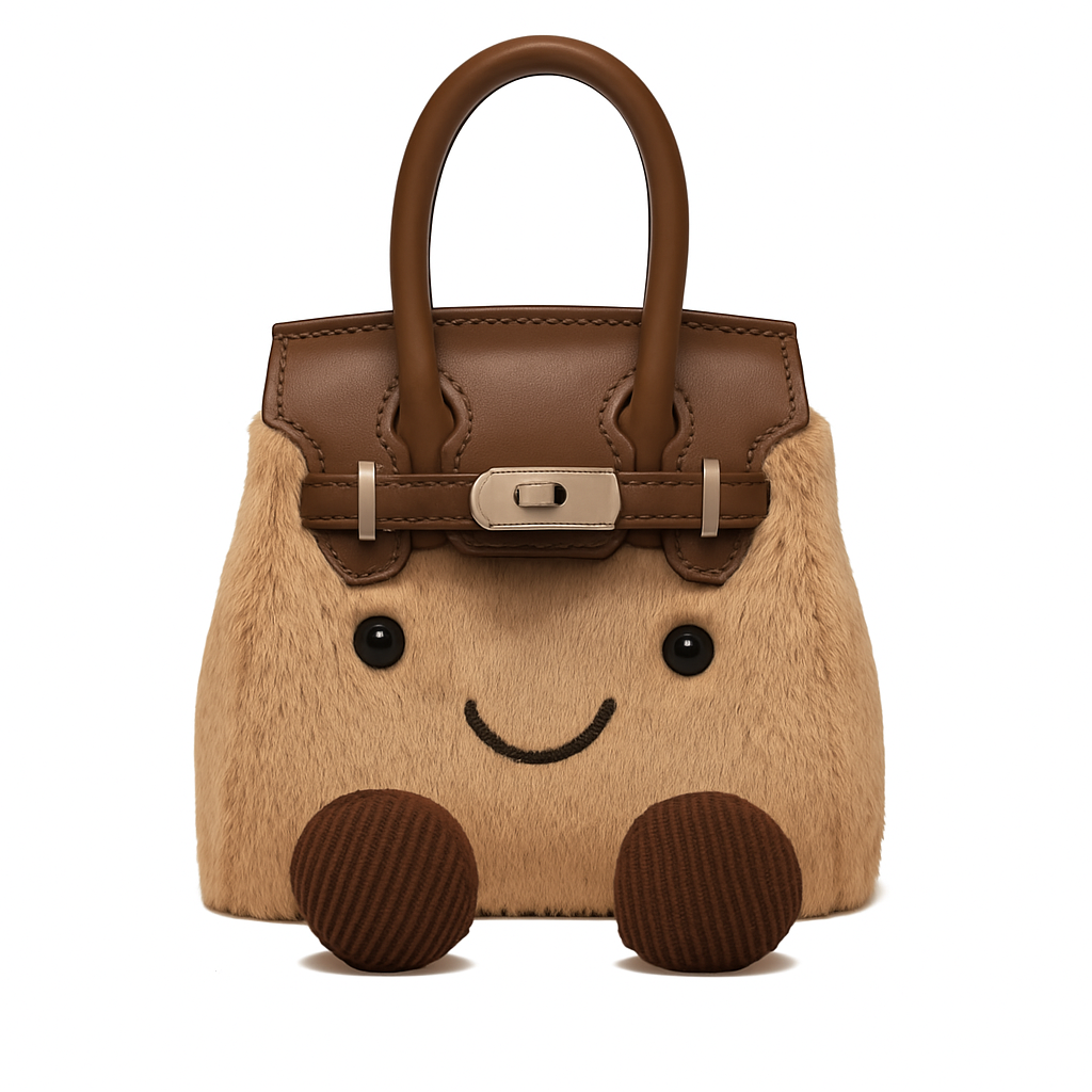 Brown Plush Platinum Birkinplush Handbag