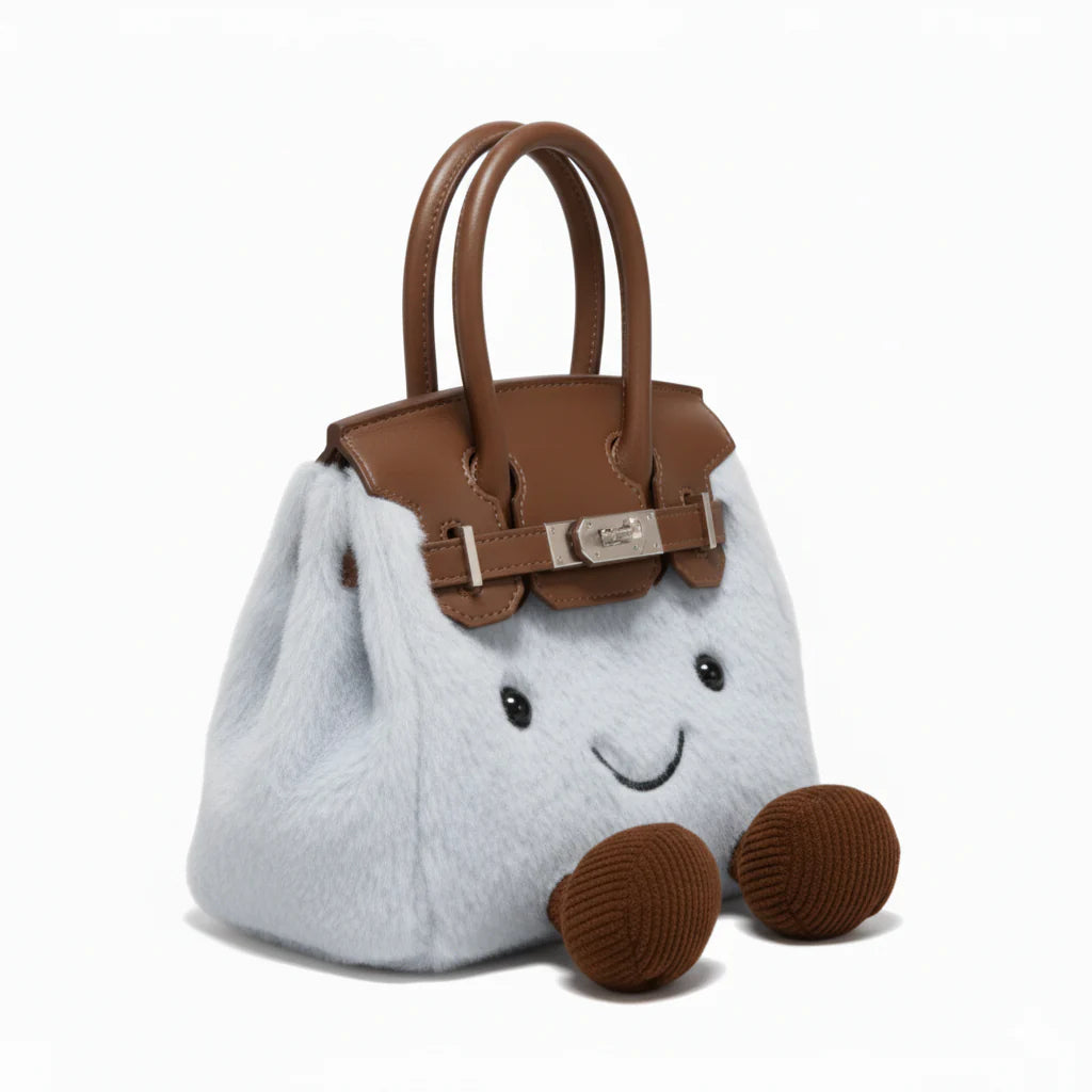 Grey Plush Platinum Birkinplush Handbag