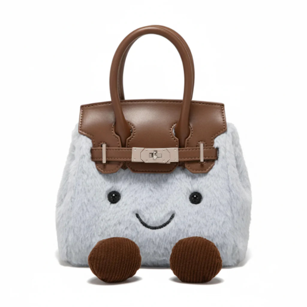 Grey Plush Platinum Birkinplush Handbag