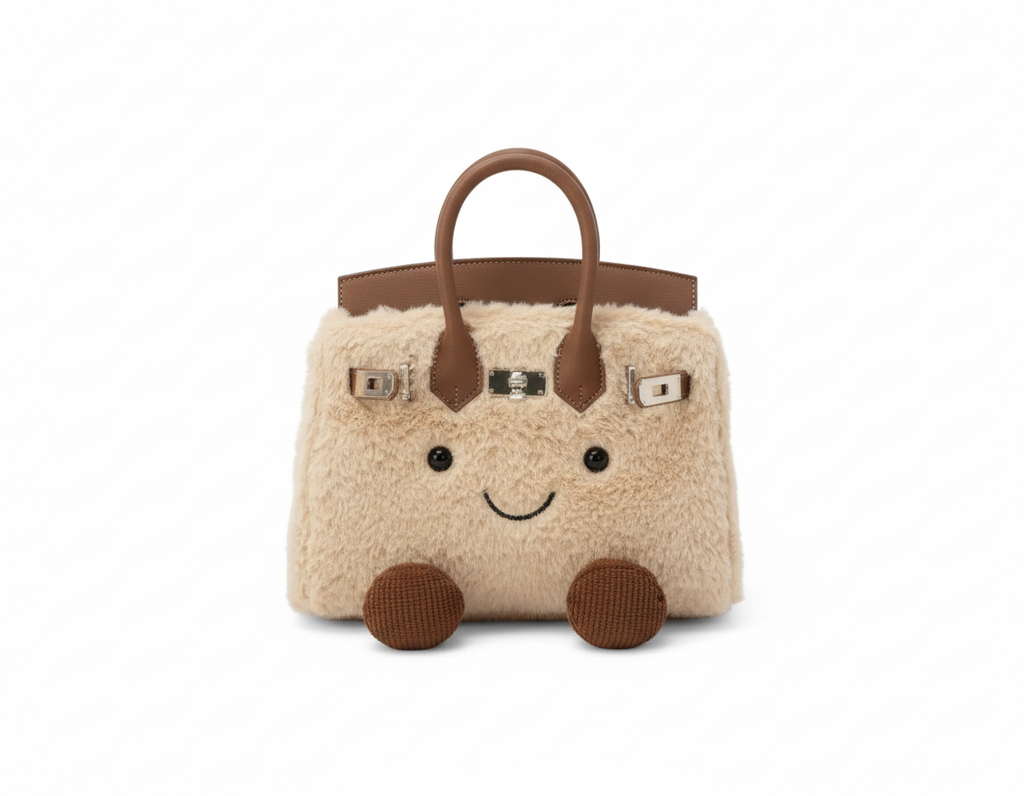 Brown Plush Platinum Birkinplush Handbag