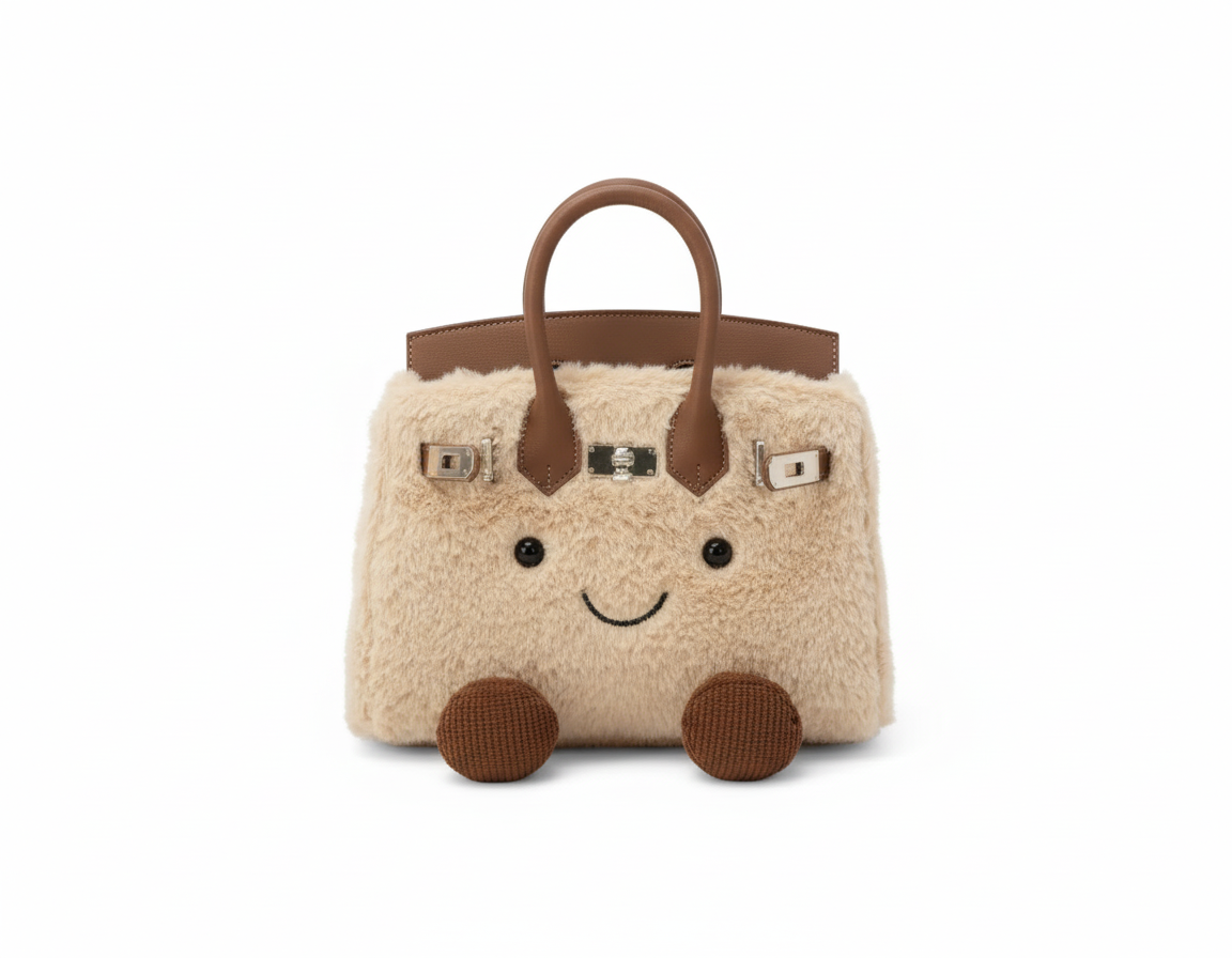 Brown Plush Platinum Birkinplush Handbag