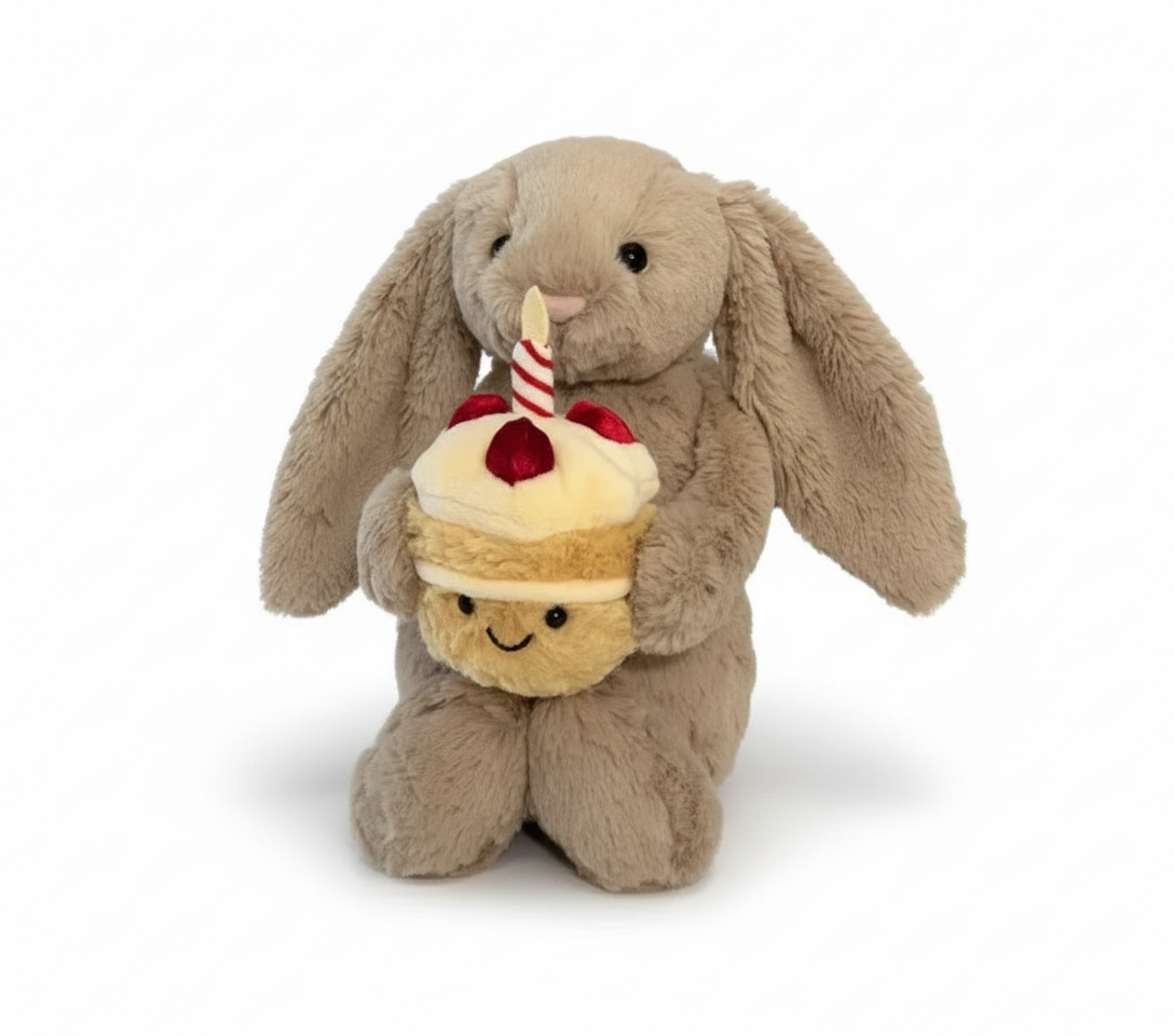 Shy Bonnie Bunny Plush Doll with Birthday Cake, Ultimate Comfort
