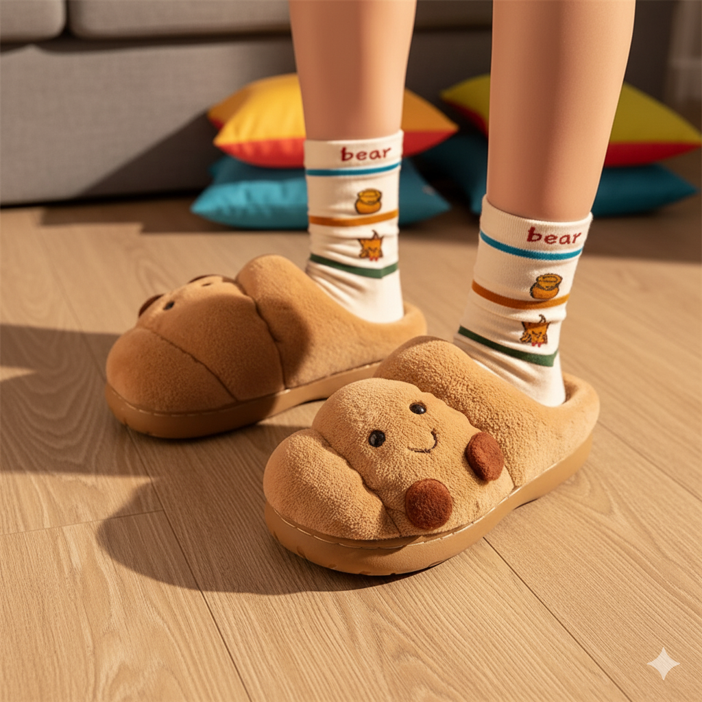 Cosy Croissant Bread Cotton Slippers