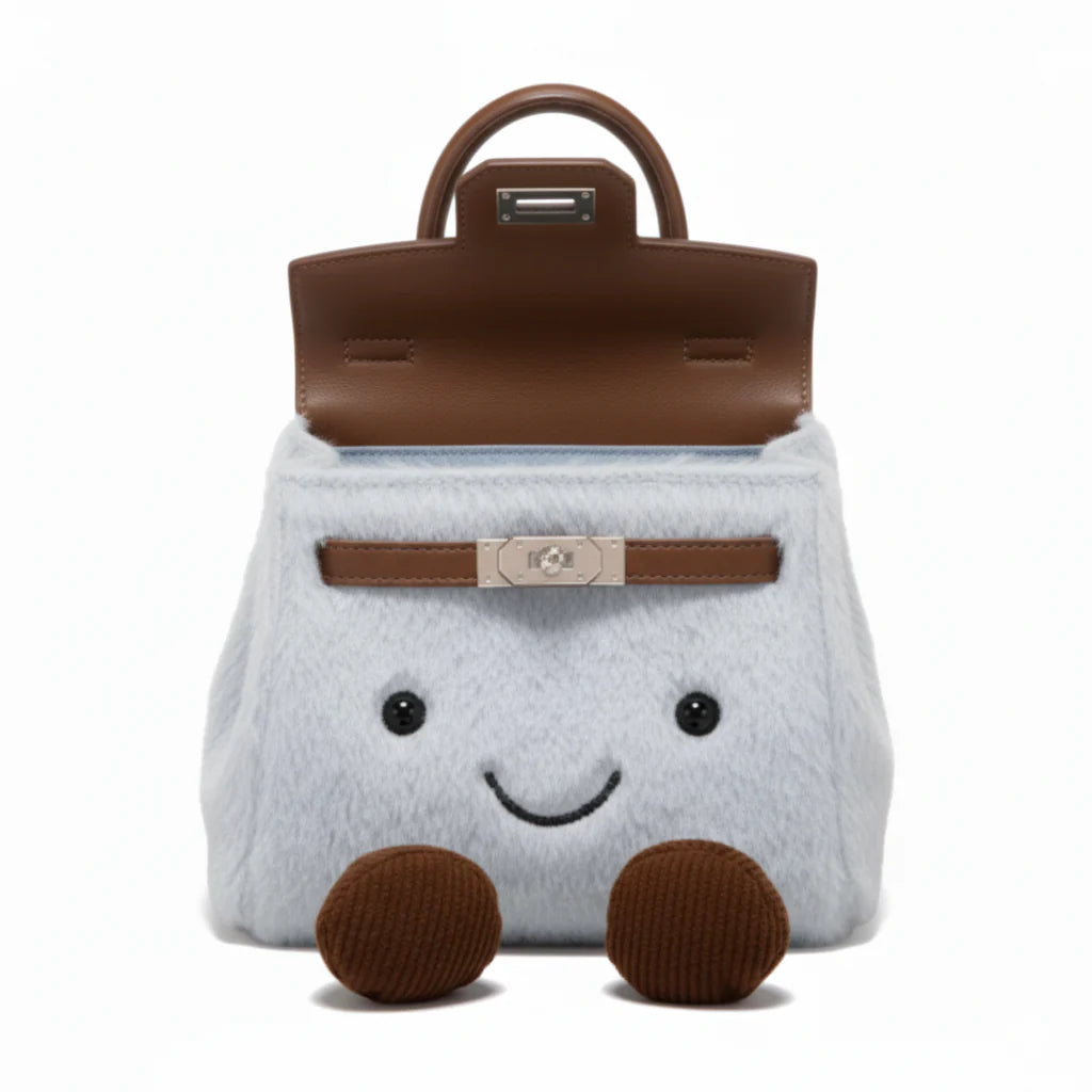 Grey Plush Platinum Birkinplush Handbag