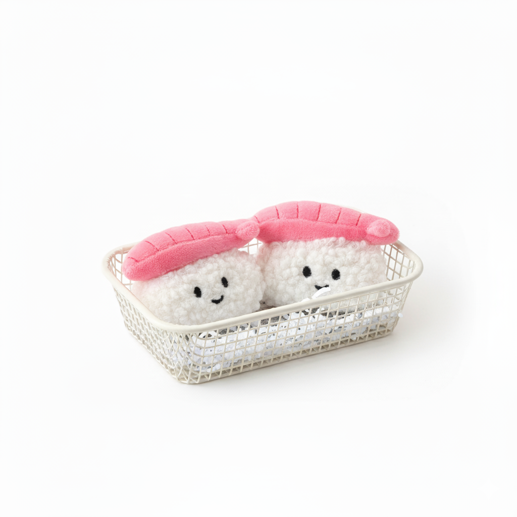 Adorable Plush Shrimp Sushi Keychain Charm