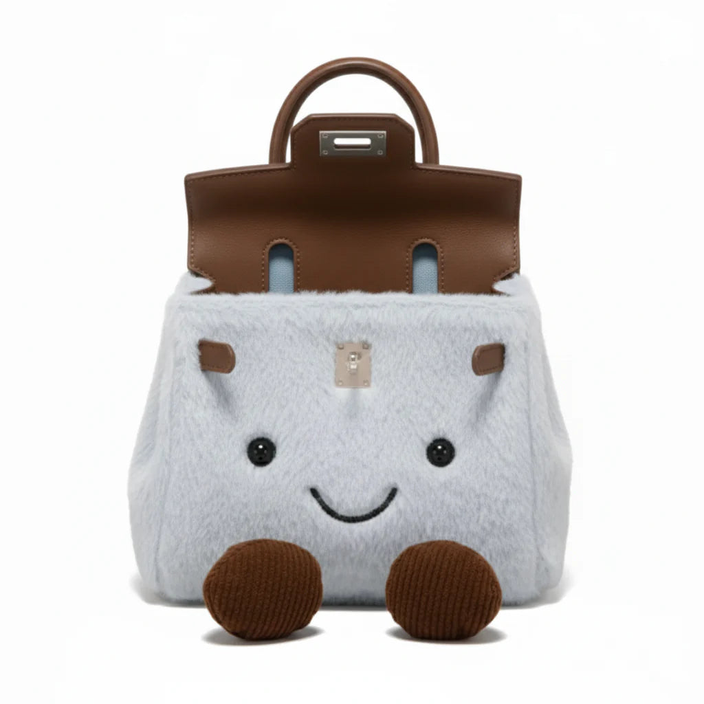Grey Plush Platinum Birkinplush Handbag