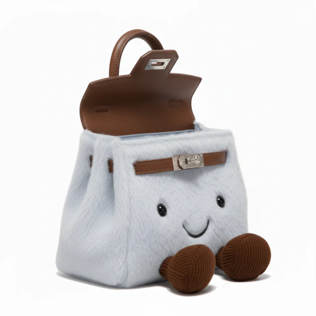 Grey Plush Platinum Birkinplush Handbag