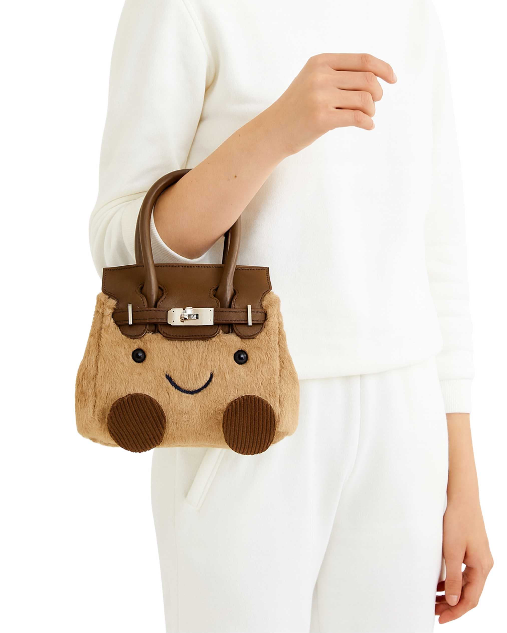 Brown Plush Platinum Birkinplush Handbag